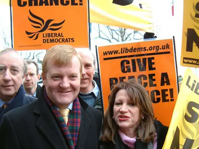 Charles Kennedy campaigning against the war in Iraq