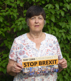 Jo Hanney with Lib Dem Stop Brexit leaflet