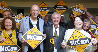 Tom McCann and supporters at his general election campaign launch event May 2017