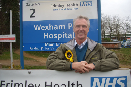 Tom McCann campaigning for better NHS funding