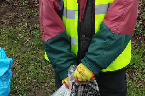 Robert Plimmer litter picking in Cipppenham Meadows in March 2018