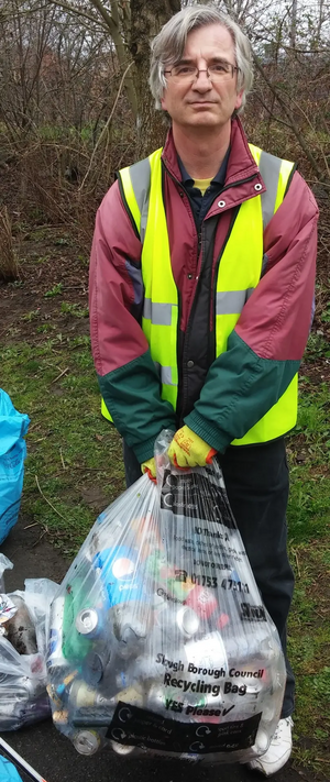 Robert Plimmer litter picking in Cipppenham Meadows in March 2018